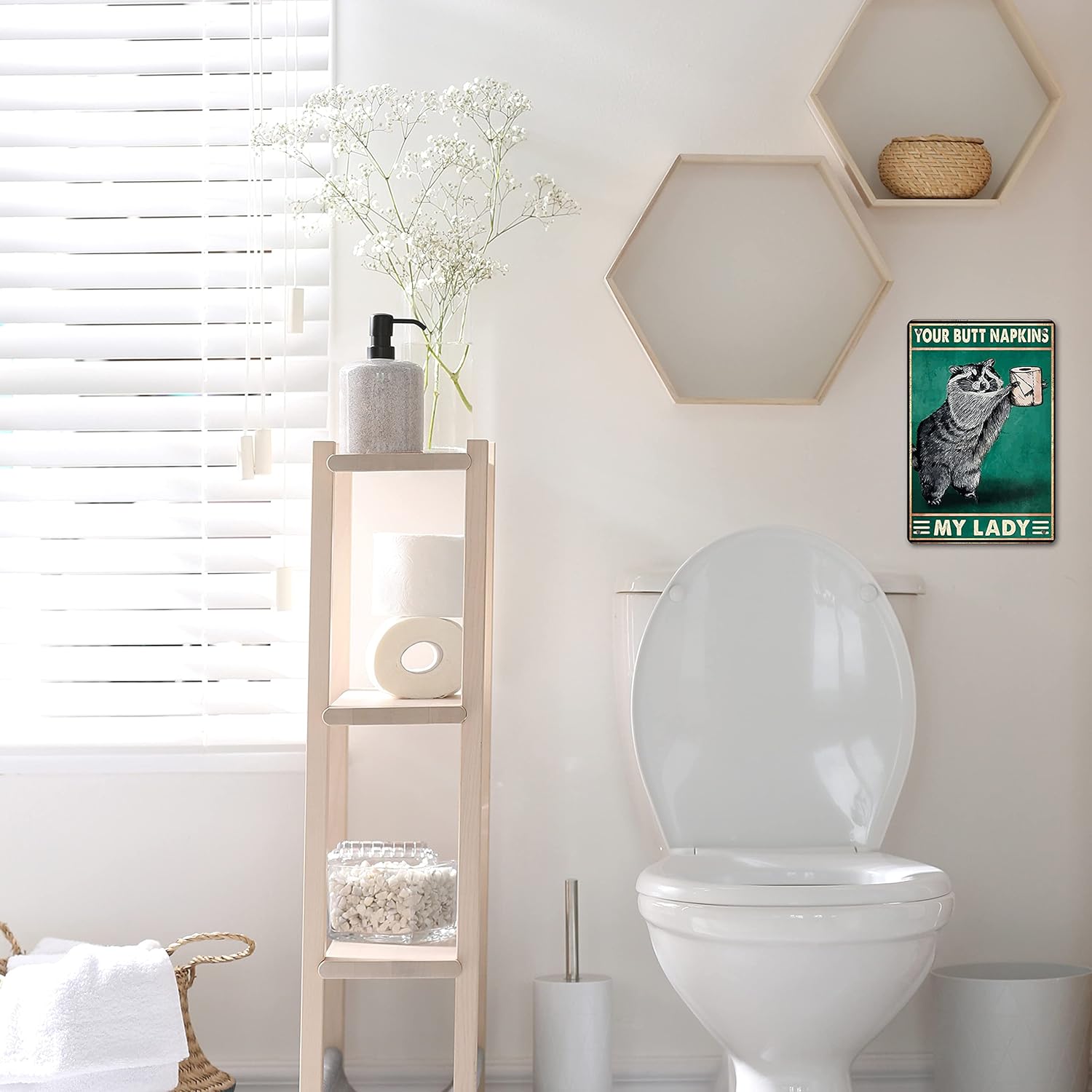 Raccoon Decor Gothic Funny Bathroom Sign Medieval Retro Poster image 3