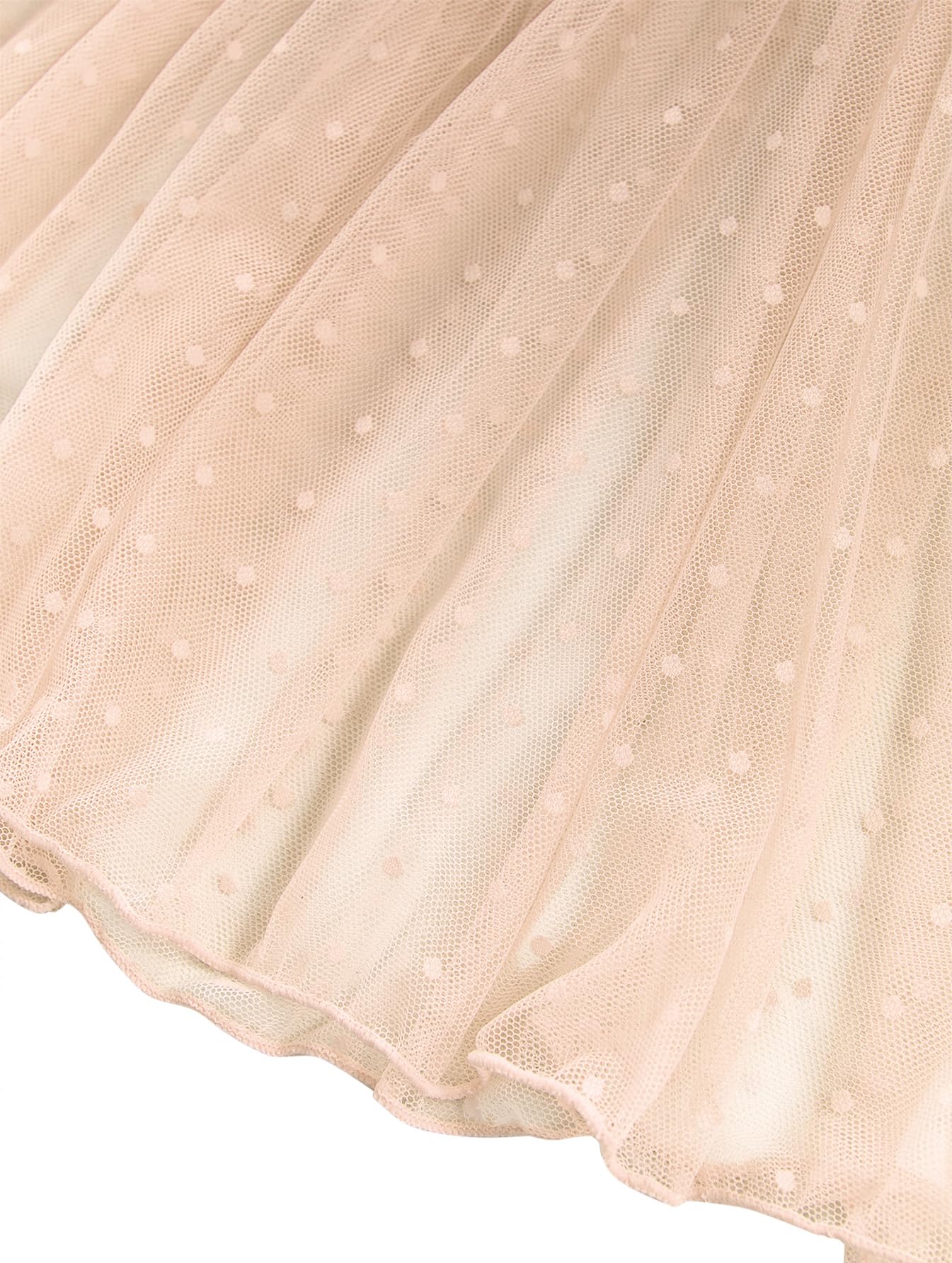 Lilosy Sexy Polka Dots Mesh Sheer Lace Babydoll Chemise Lingerie Set Floral Sleep Wear: Small Beige