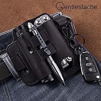 Vista 6 de Gentlestache - Funda de cuero para Leatherman, funda multiherramienta, EDC, organizador de bolsillo con llavero para cinturón y funda para linterna