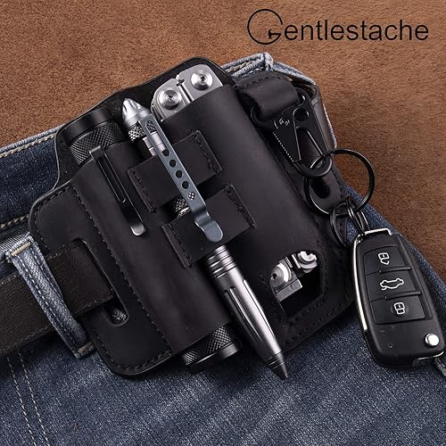 Miniatura 6 de Gentlestache - Funda de cuero para Leatherman, funda multiherramienta, EDC, organizador de bolsillo con llavero para cinturón y funda para linterna