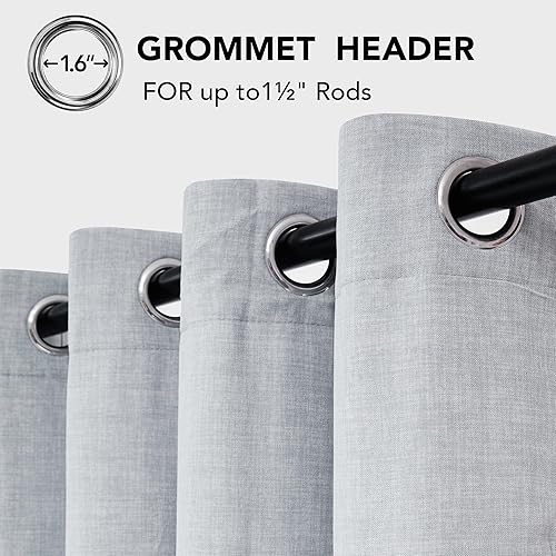 Miniatura 5 de Deconovo Double Liner - Cortinas de lino ligeras con revestimiento plateado, filtrante de luz, aislamiento térmico, para habitación de niños,