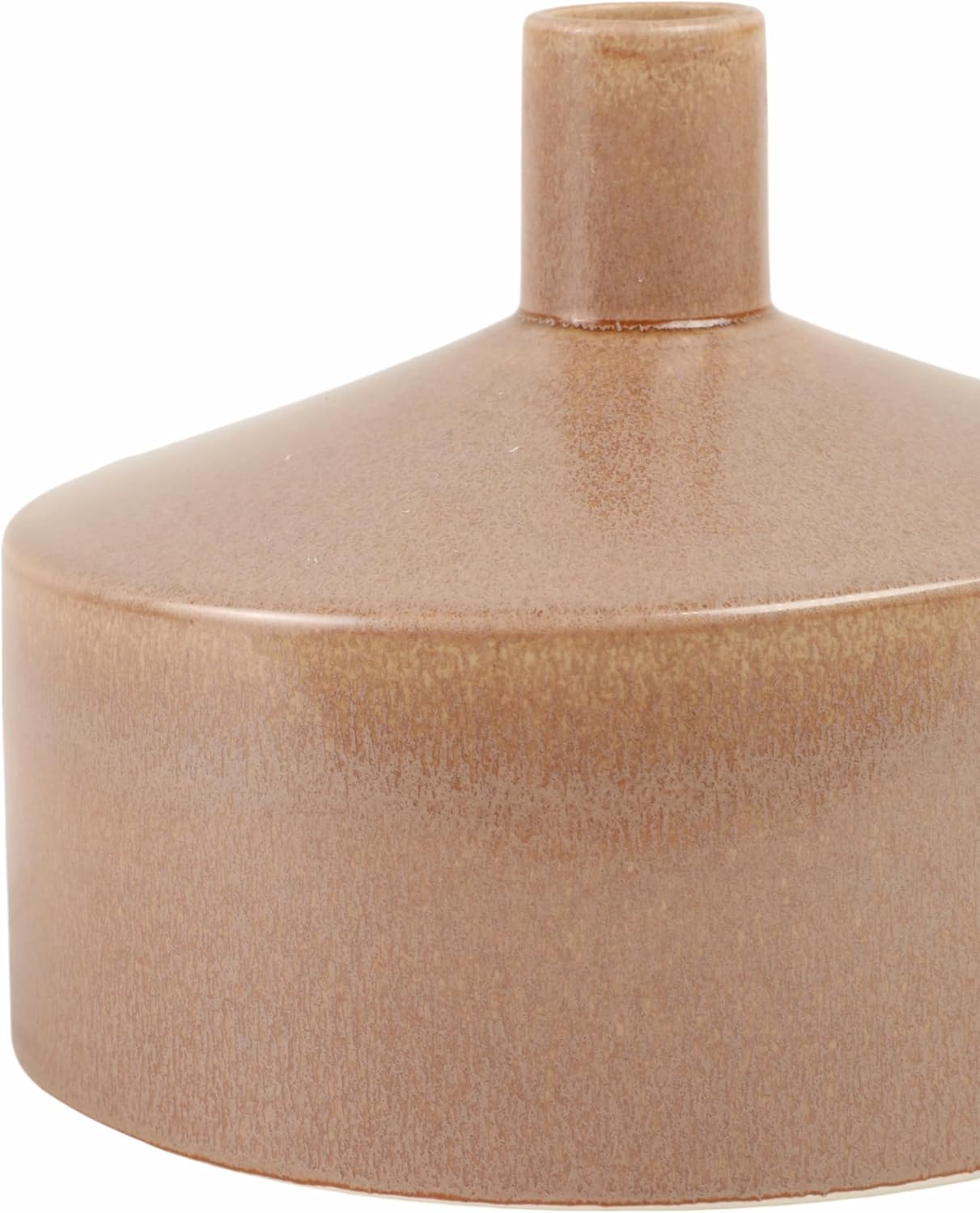 Minimalist Round Ceramic Vase Living Room and Home Decor - Sculptural Flower Vase for Bedroom Vanity or Office Table Styling - Earthenware Accent Design for Dining Room and House Display - 7", Brown