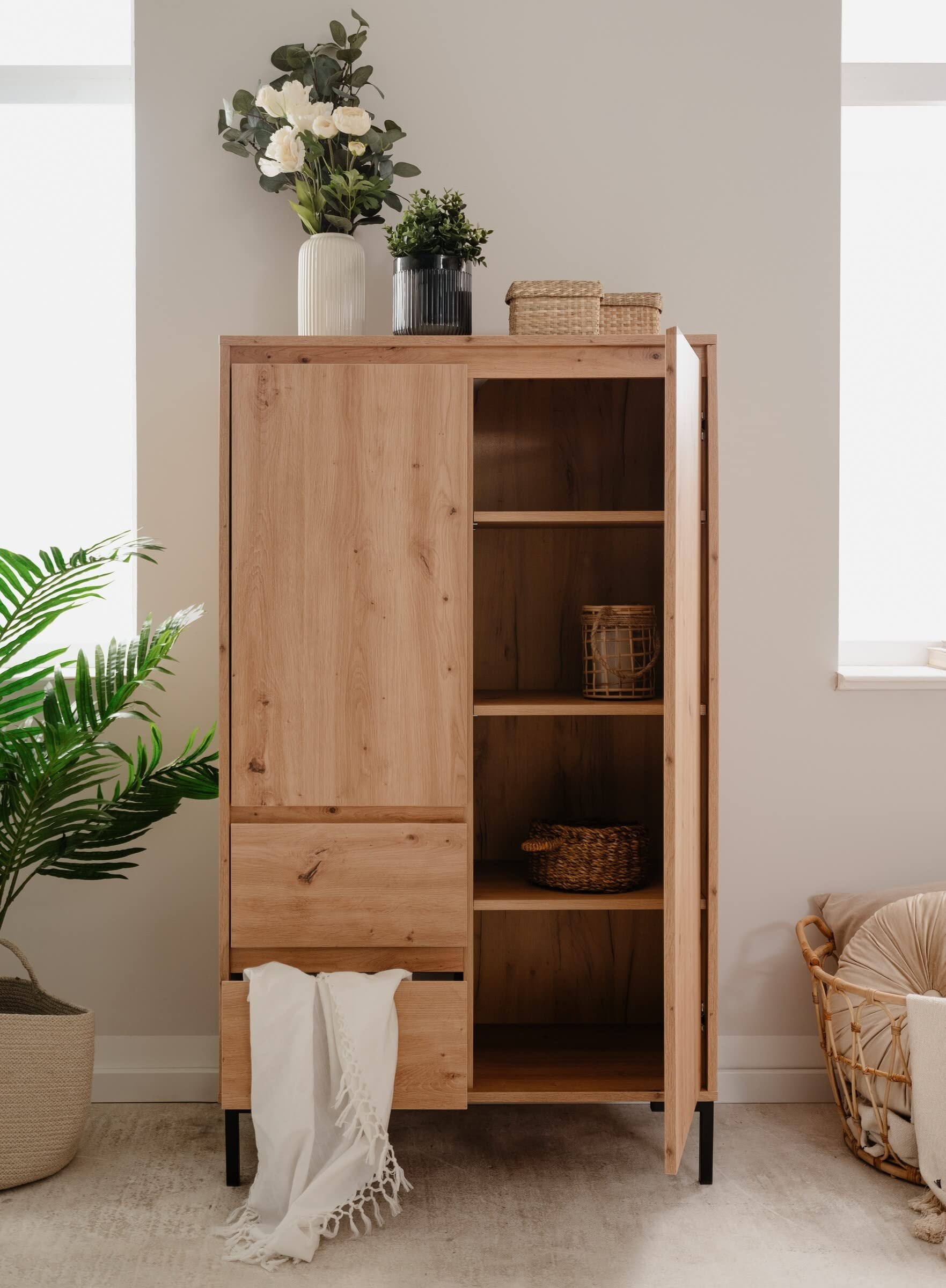 möbelando Highboard Korsika in Dekor Artisan Oak. Abmessungen (BxHxT) 81x139x40 cm