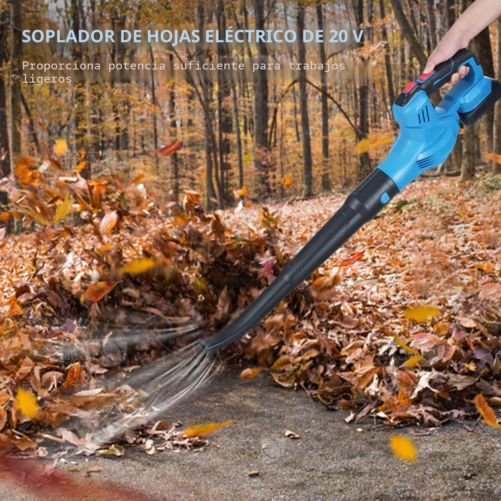 Soplador de Hojas Ligero, Soplador de Polvo Inalámbrico Ajustable de 2 Velocidades, 20V 450 W Potente Motor sin Escobillas, 150 mph Soplador de Nieve con Batería, con Batería de 2 * 2000mAh