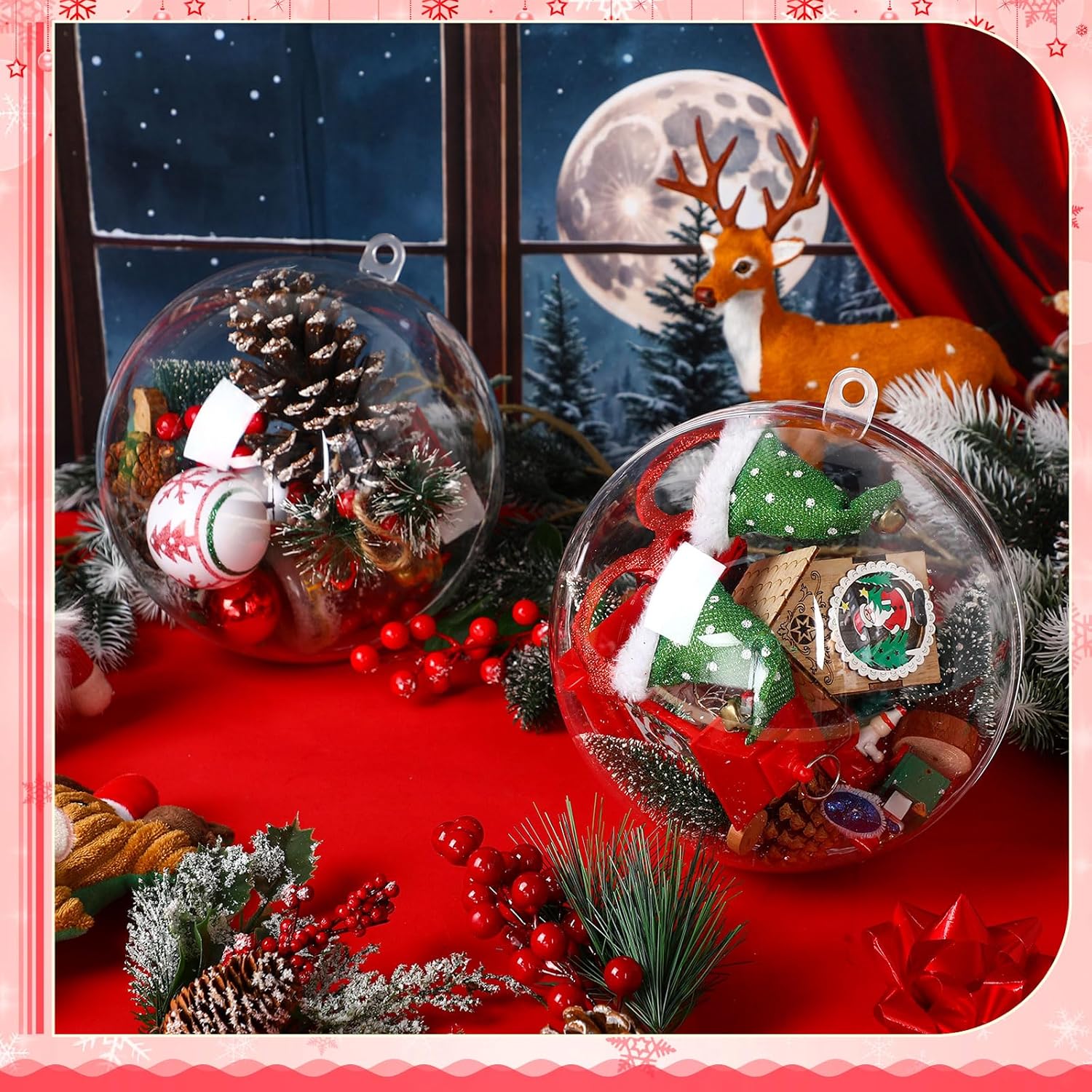 Jenaai 2 Pcs 7.87 Inches/ 200 mm Christmas Clear Fillable Ornaments Ball Large Clear Plastic Acrylic Balls Christmas Ornaments for Crafts DIY Wedding Party Decor - Image 4