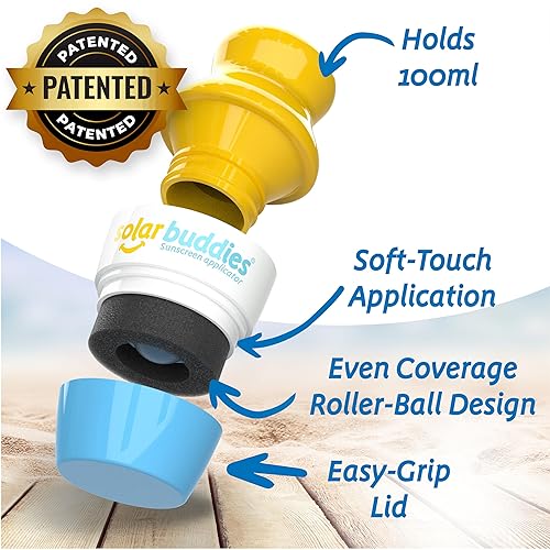 Miniatura 2 de Solar Buddies Aplicador de protector solar  Paquete azul de 2  Protector solar de esponja roll-on recargable sin BPA, crema solar y aplicador de