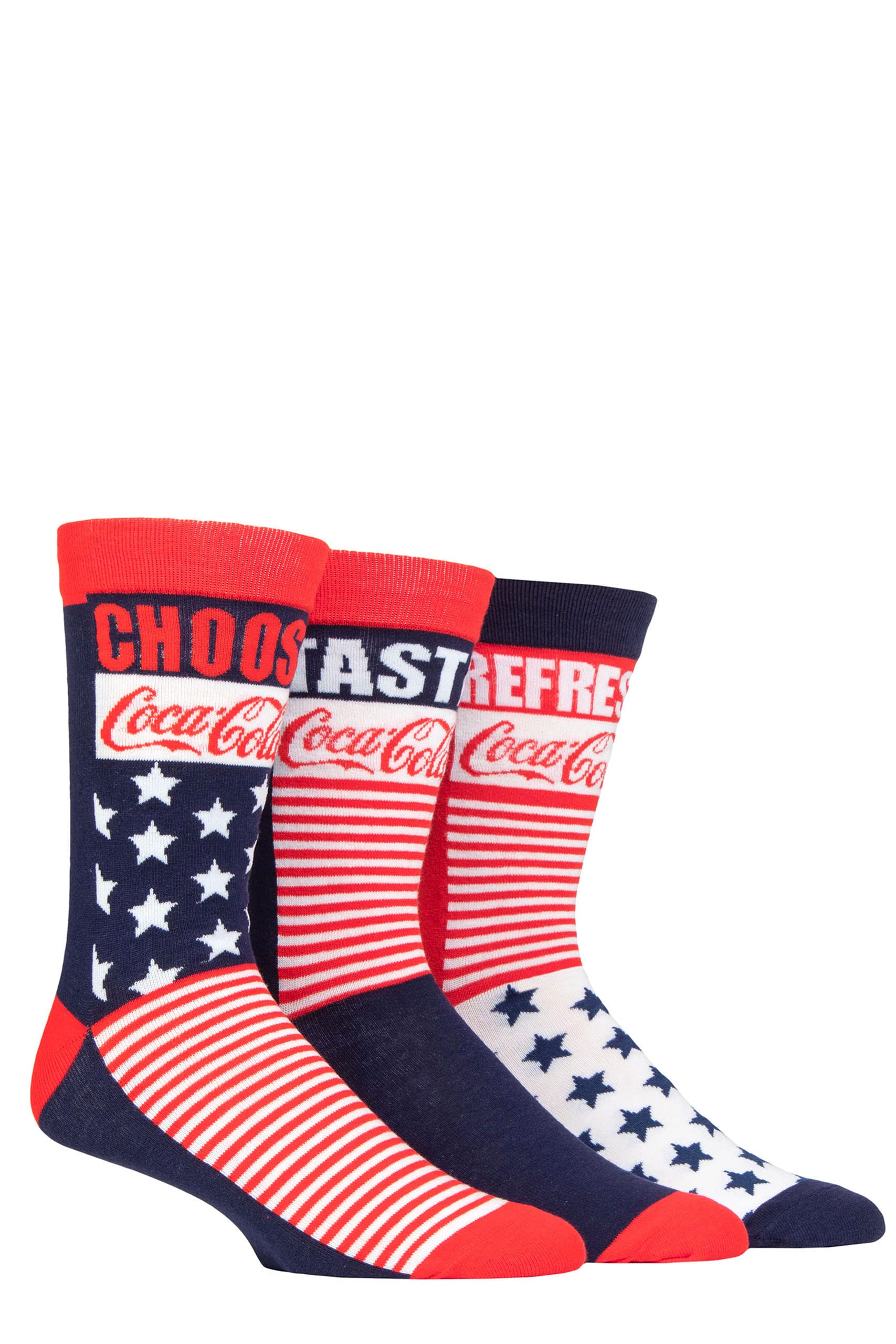 Coca-Cola Men's Multi Stars And Stripes Cotton Socks Pack Of 3 6-11