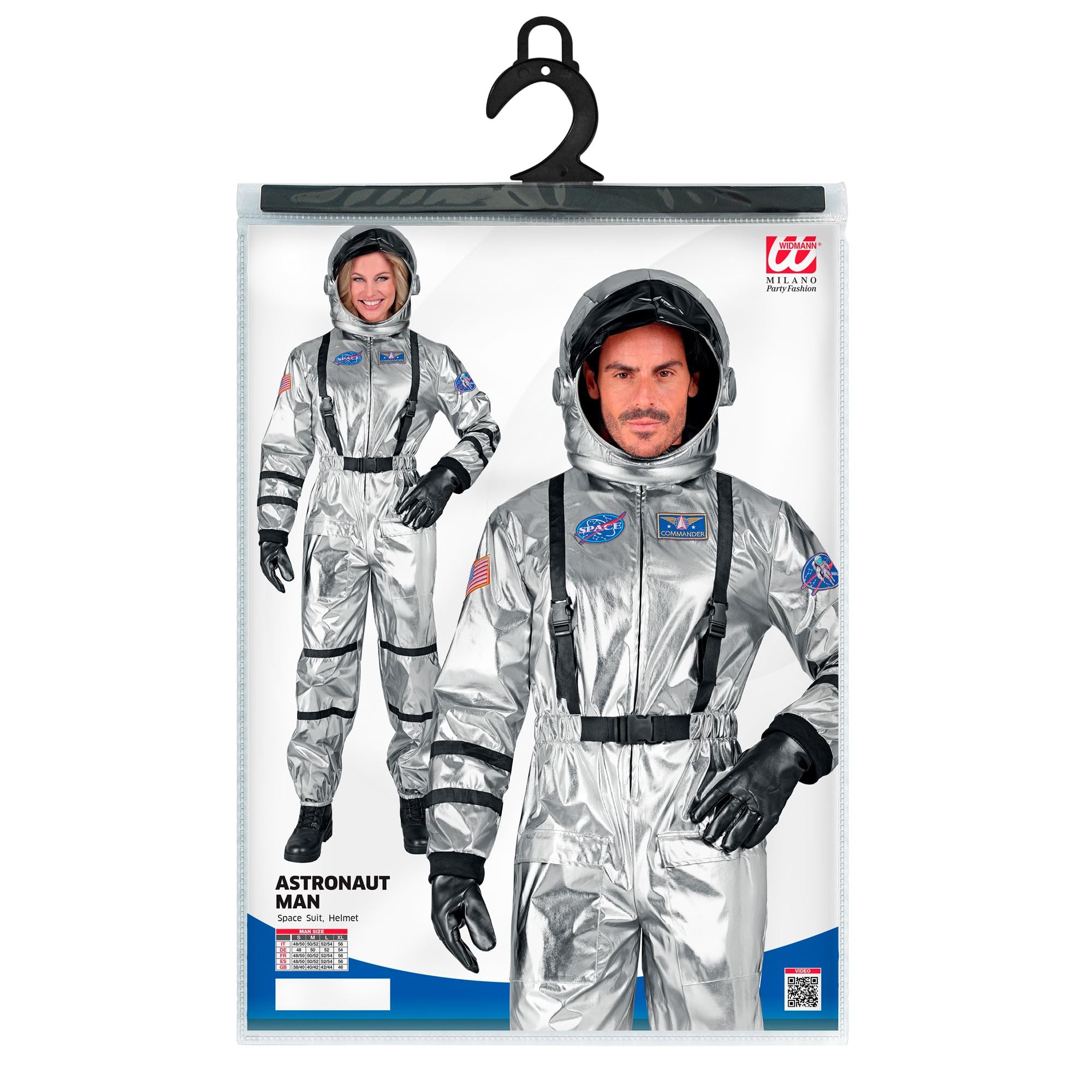 W WIDMANN MILANO Party Fashion - kostium astronauty dla mężczyzn | Kombinezon z hełmem, strój kosmiczny na karnawał, imprezę tematyczną i kosmiczne przygody