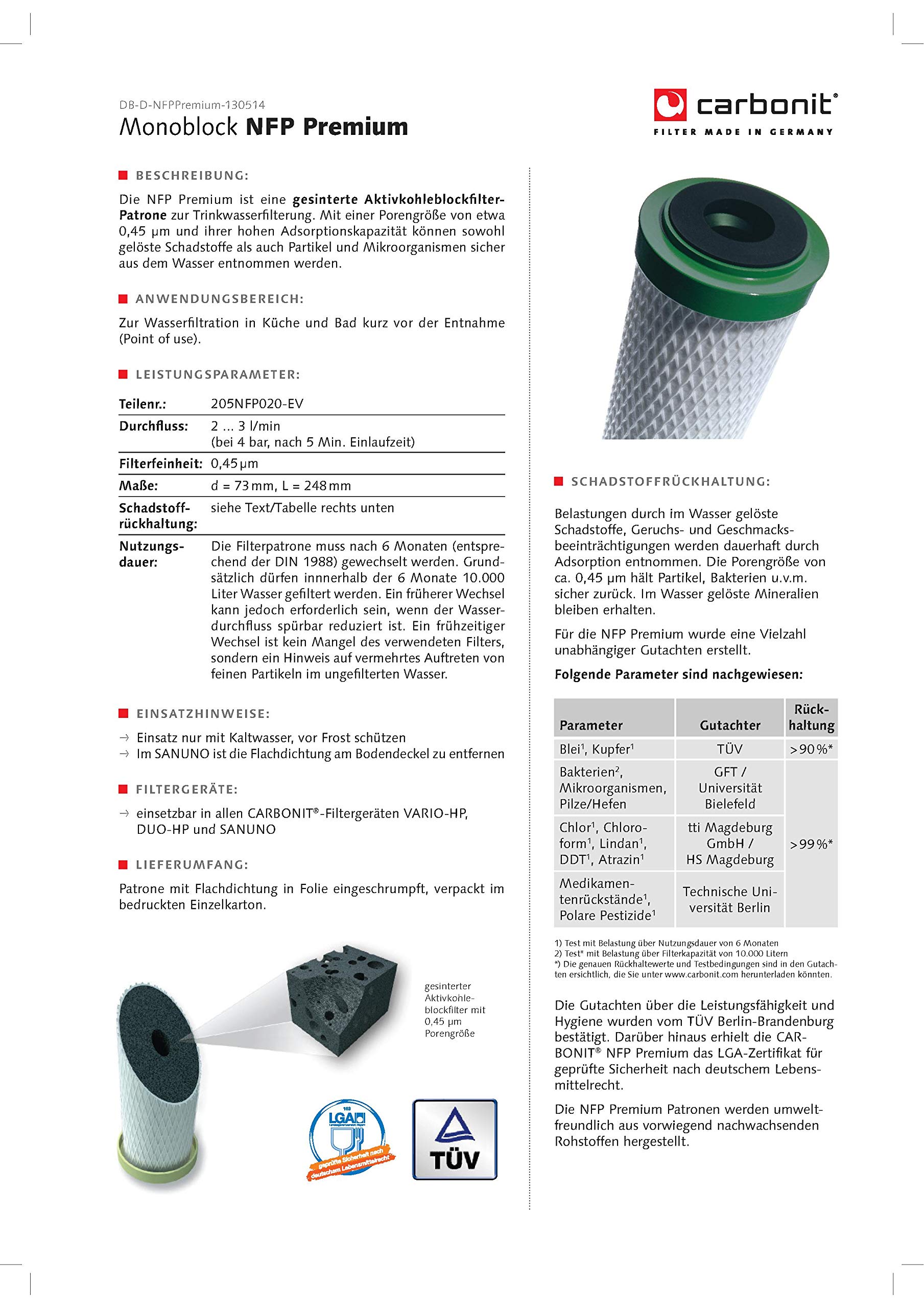Edelstahlfilter HW-ATFS-02 mit Carbonit NFP Premium Wasserfilter