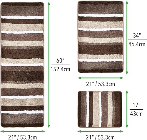 Miniatura 3 de mDesign - Alfombra de microfibra de poliéster para baño, bañera, ducha, tocador, absorbente de agua, lavable a máquina, incluye alfombrilla