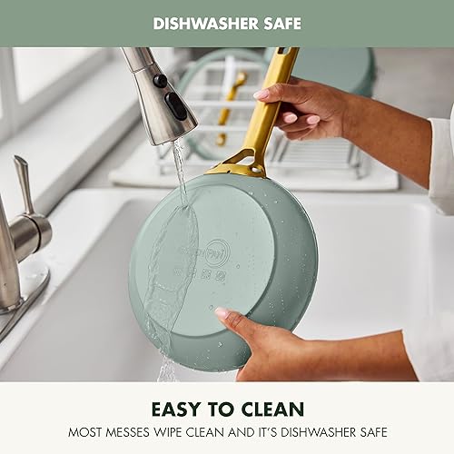 Miniatura 6 de GreenPan Sartén antiadherente Reserve Pro de 8 pulgadas, cerámica certificada NSF, sartén anodizada dura sin PFAS, asas de acero inoxidable, apto