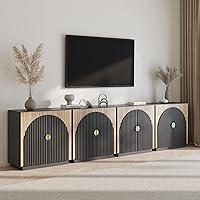 Vista 12 de BELLEZE Aparador Modular Acanalado Buffet con Almacenamiento, Mesa Consola Moderna de Mediados de Siglo con Puertas Arqueadas Simétricas, Elegante