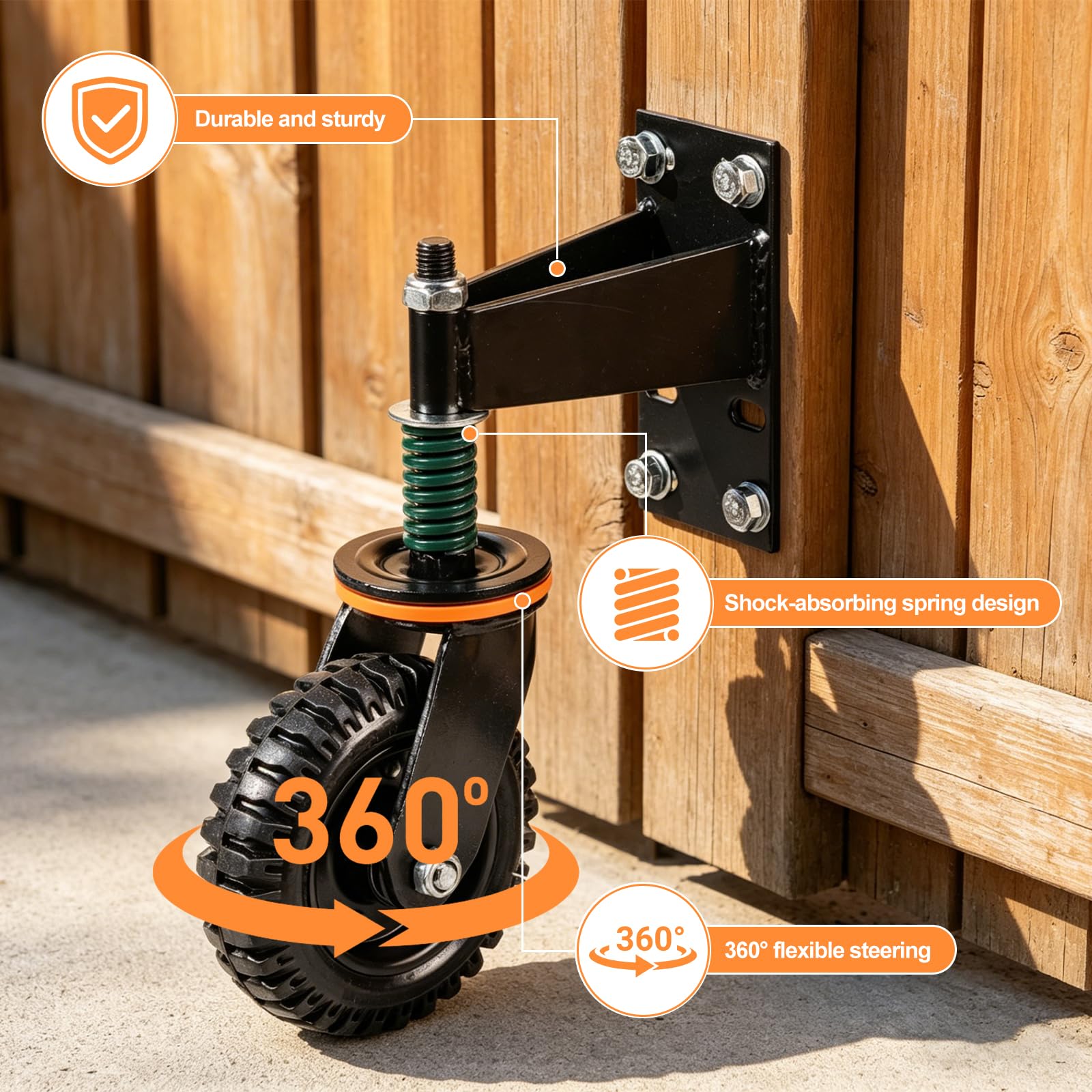 CPROSP 2PCS Rueda de Puerta 15 cm con Muelle Amortiguador, Capacidad 230 Kg | Especificaciones: 2PCS Rueda de Puerta 15 cm con Muelle Amortiguador, Capacidad 230 Kg
