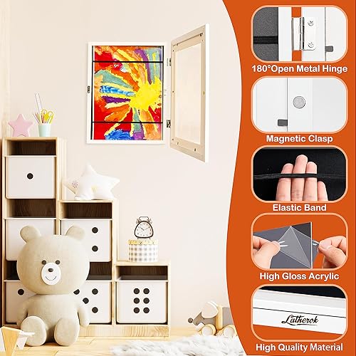 Miniatura 4 de Marco de fotos, 11 x 8.5 pulgadas, apertura frontal, negro, marco de pared de galería, capacidad para 50-150 obras de arte, almacenamiento de