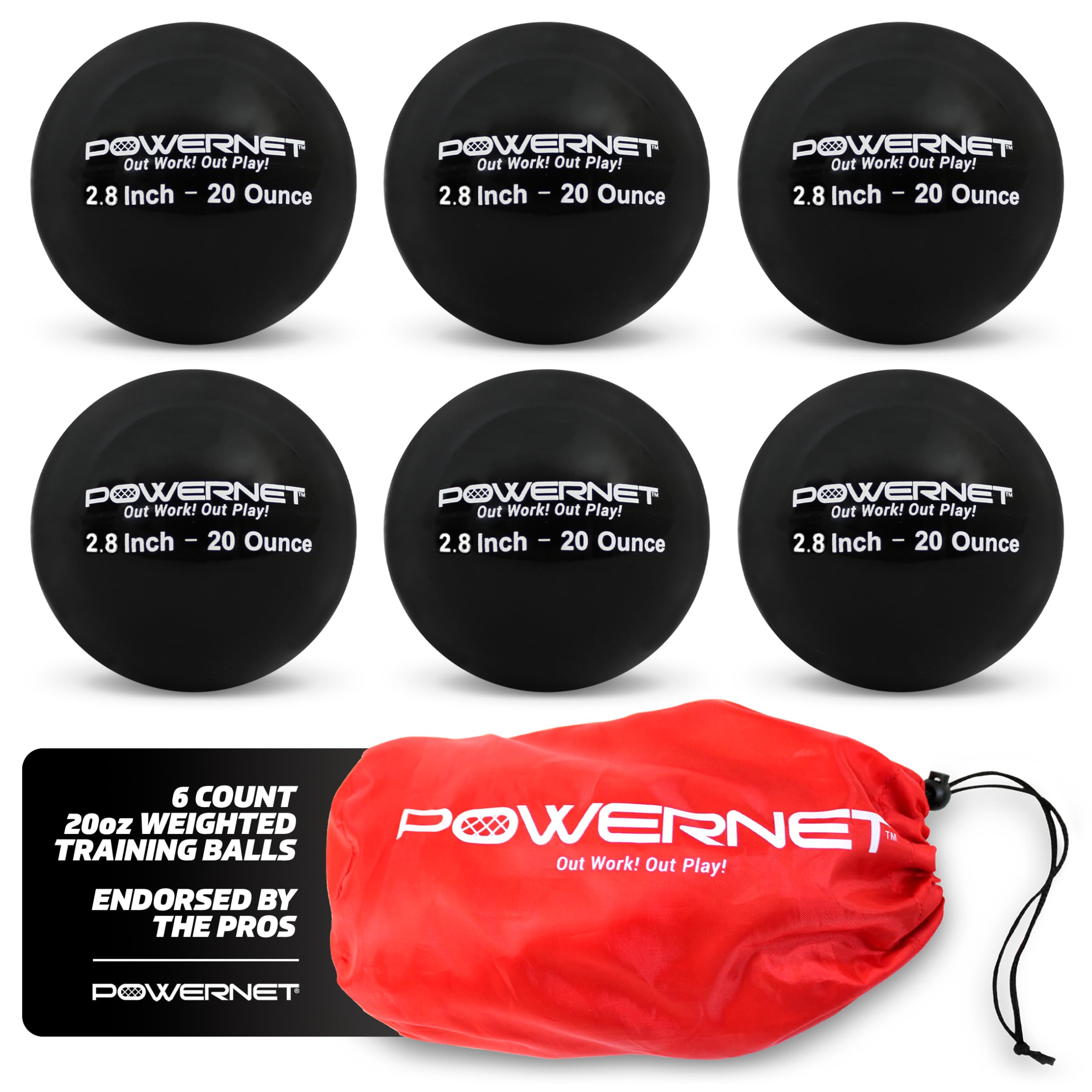 'PowerNet 2.8'' German Marquez Weighted Hitting Batting Training Balls (6 Pack), 12 to 20 oz, Build Strength and Muscle, Improve Technique and Form, Baseball Size'