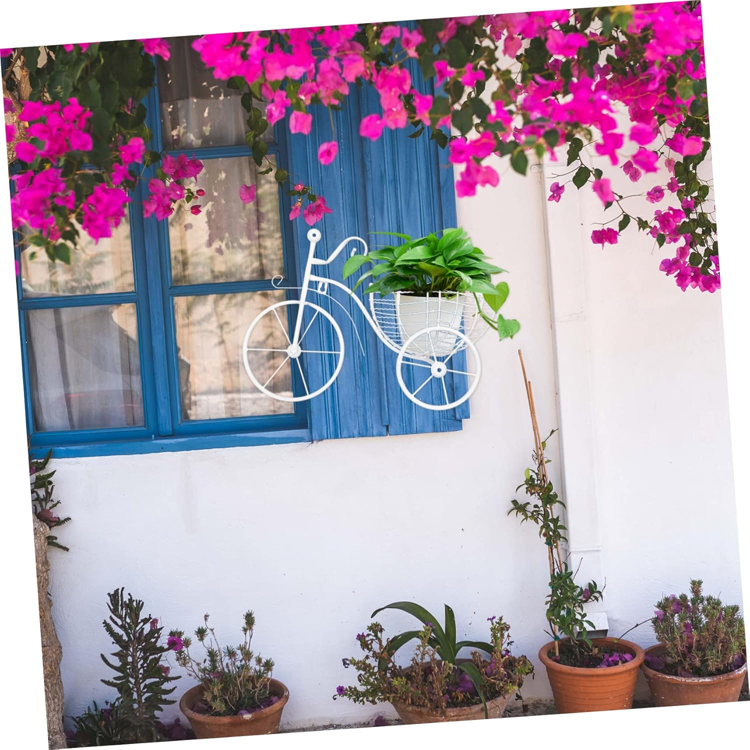 1Pc Wall Bike Planter Style Wall Mounted Flower Basket for Home Balcony and Garden Decoration and Hanging Plant Holder