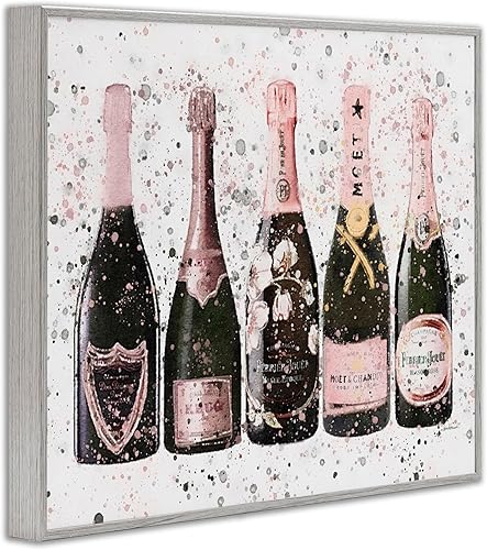 Miniatura 3 de Stupell Industries Elegante botella de rosa rosa moderna salpicadura de moda, diseño de Amanda Greenwood gris, arte de pared enmarcado de 16 x 20