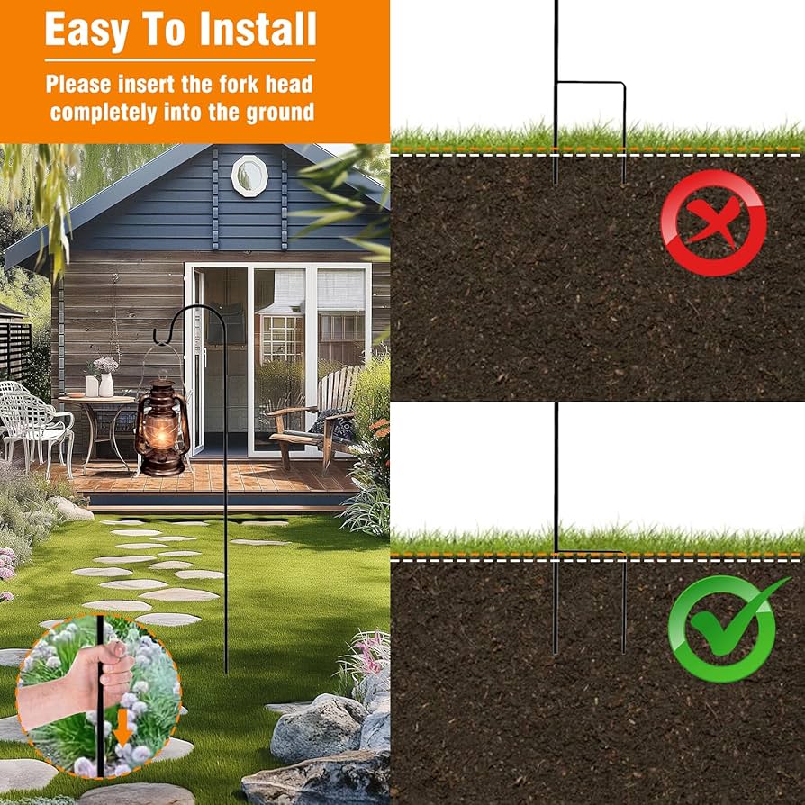 Shepherd's Hooks Garden Planter Stakes For Bird Feeders Up To 6.5 Lbs