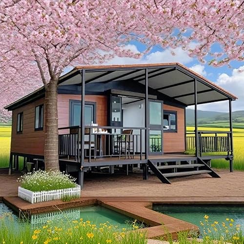Foldable Tiny Houses to Live in for Adults, Prefab Tiny Home for Sale - with 2 Bedrooms,1 Bathroom and Kitchen, Mobile Modular Home, Expandable Container House for Living, Vacation