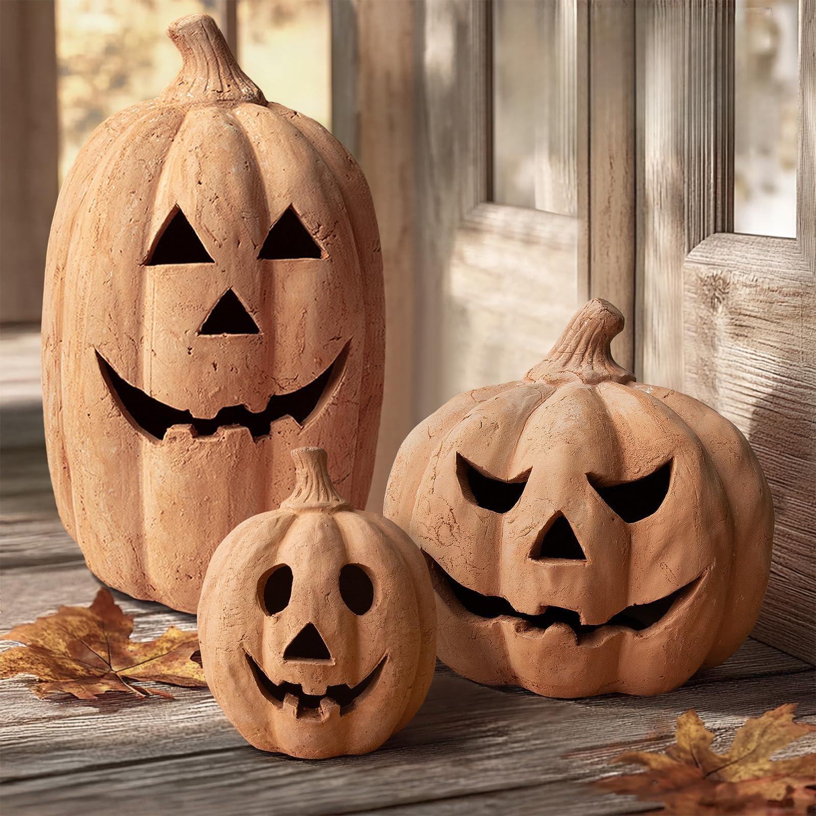 Photo 1 of **1 PC**ORIENTAL CHERRY Handmade Terracotta Pumpkin Jack O' Lantern