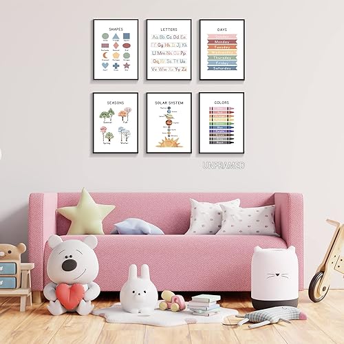 Miniatura 5 de Carteles educativos para el aula de preescolar para niños pequeños que aprenden letras del alfabeto, letras Abc, lienzo, arte de pared, días de la