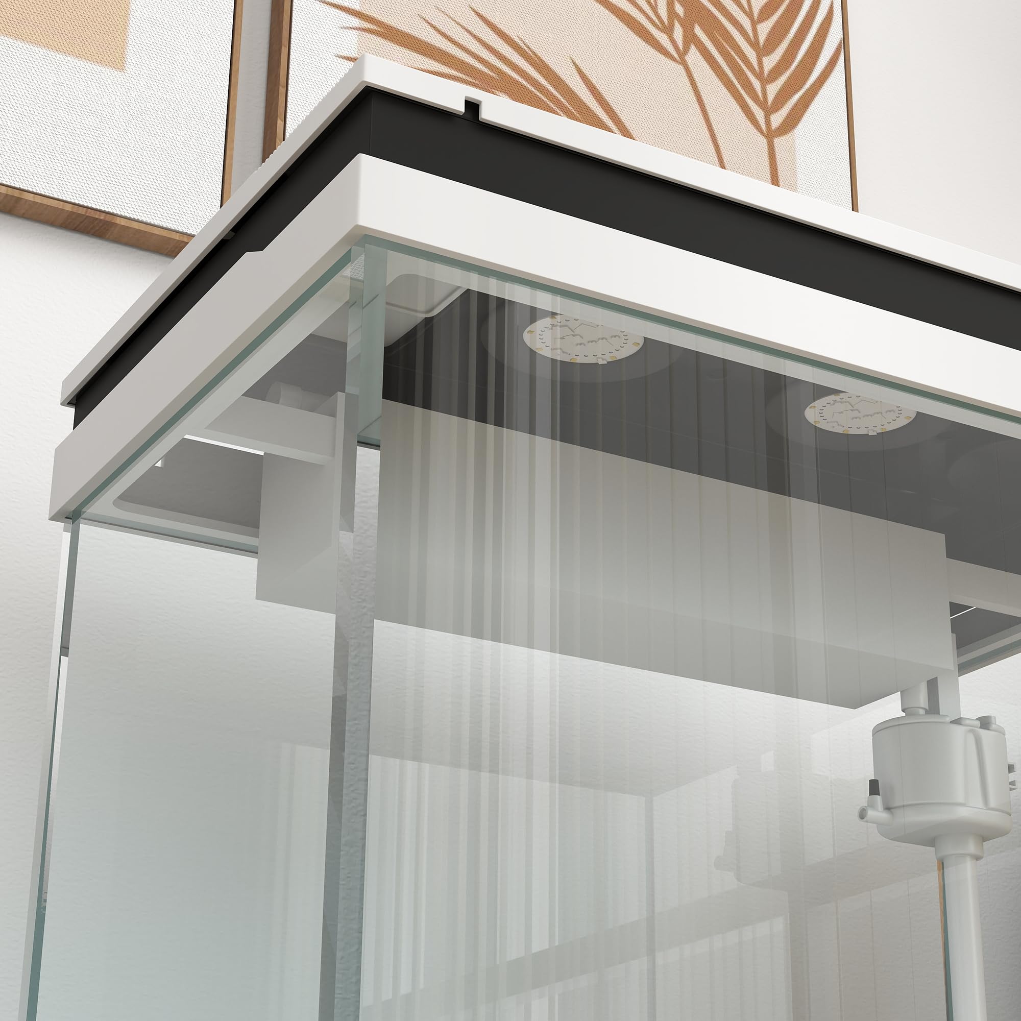 PawHut Aquarium 41L Einsteigerbecken mit LED-Beleuchtung, Eingebautem Filtersystem, Pumpe, 48 x 30 x 41 cm Glasbecken Fischbecken für Fische und Wasserpflanzen Weiß