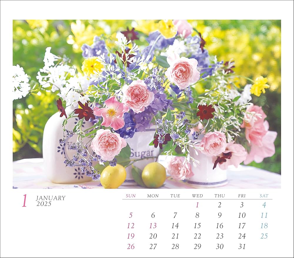 Amazon.co.jp: 2025 ミニカレンダー永順フラワー（卓上・壁掛け