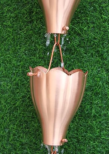 Miniatura 6 de Kam Inicio XL Copas de aluminio festoneadas Cadena de lluvia (8.5 pies) (cobre)