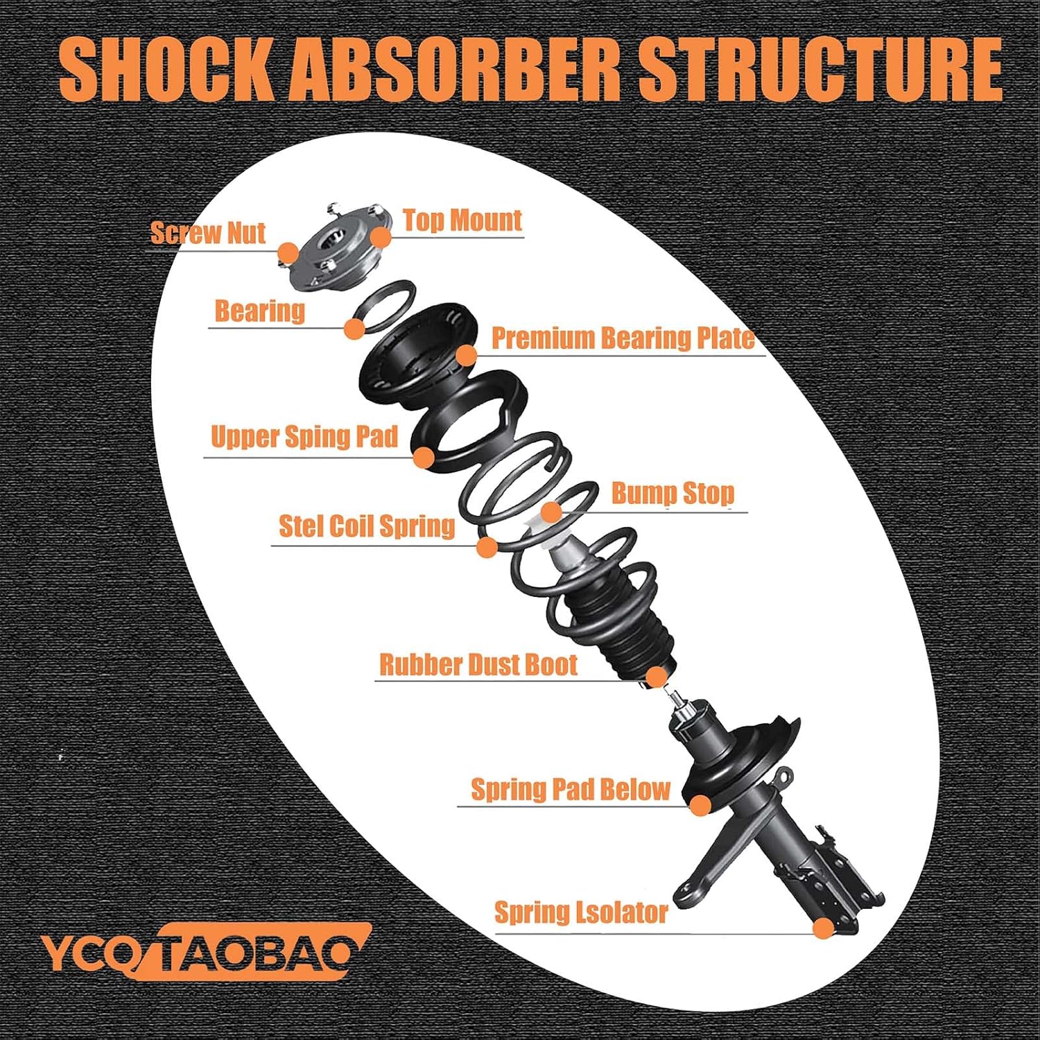 2x YCQTaoBao Kit Rear Strut Cartridge Strut Replacement Cost Struts Car Compatible with Maxima Compatible with Stanza 1991 Compatible with Maxima Compatible with Stanza 1992