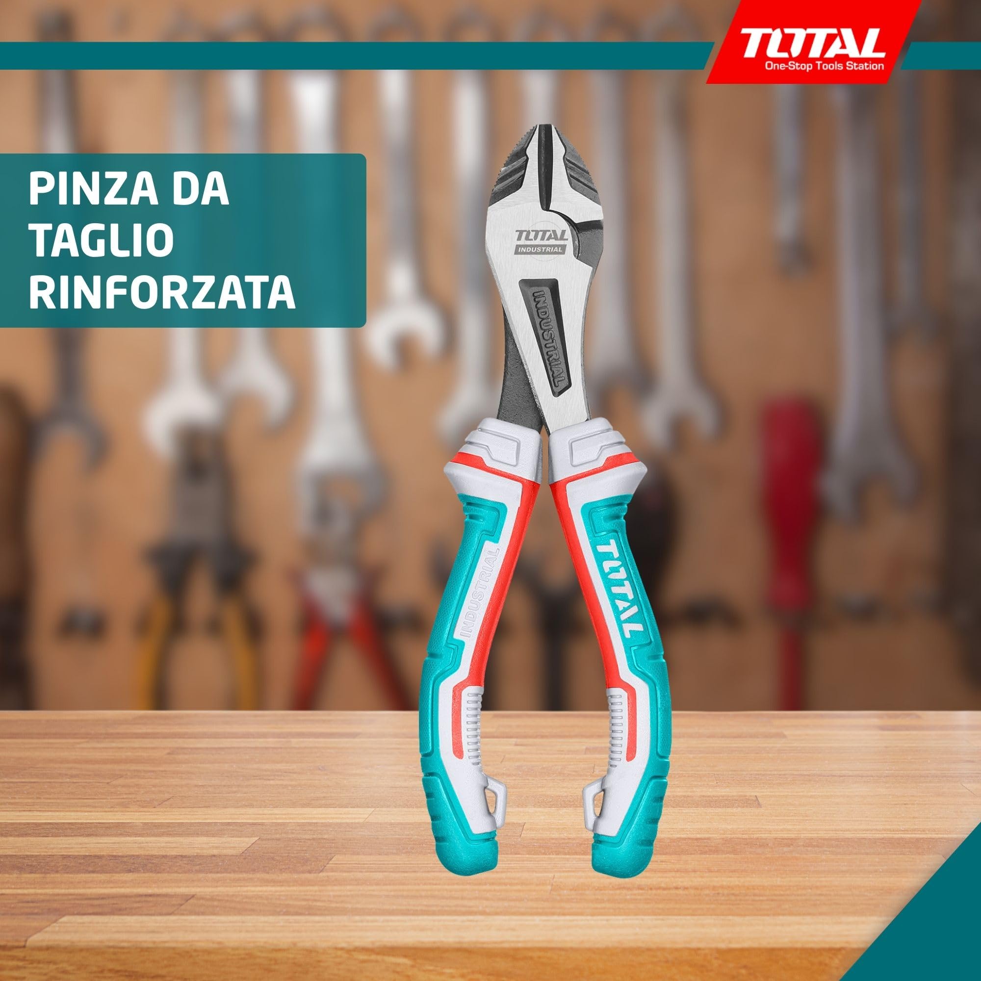 Total High leverage heavy-duty diagonal cutting pliers, 7"/180mm, 30% More Efficient than normal pliers, Chrome Vanadium (Cr-V) High Durability THT27716S
