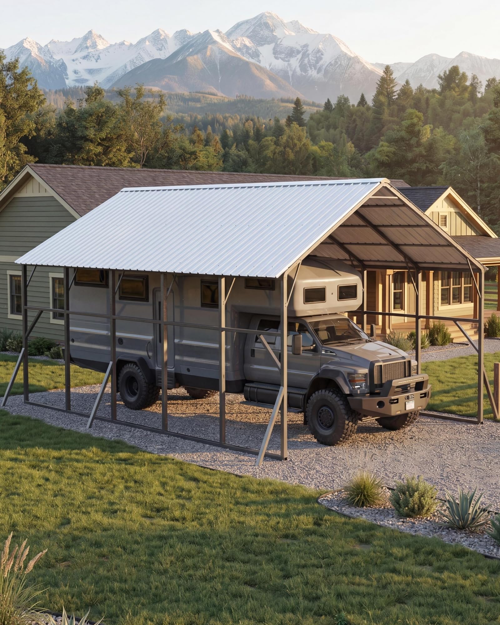Photo 1 of *****PARTIAL SET ONLY THE ROOF PANELS, NO FRAME INCLUDED ******* GarveeLife 20x25 ft Vertical Roof Metal Carport, Heavy-Duty 2 Cars Car Port