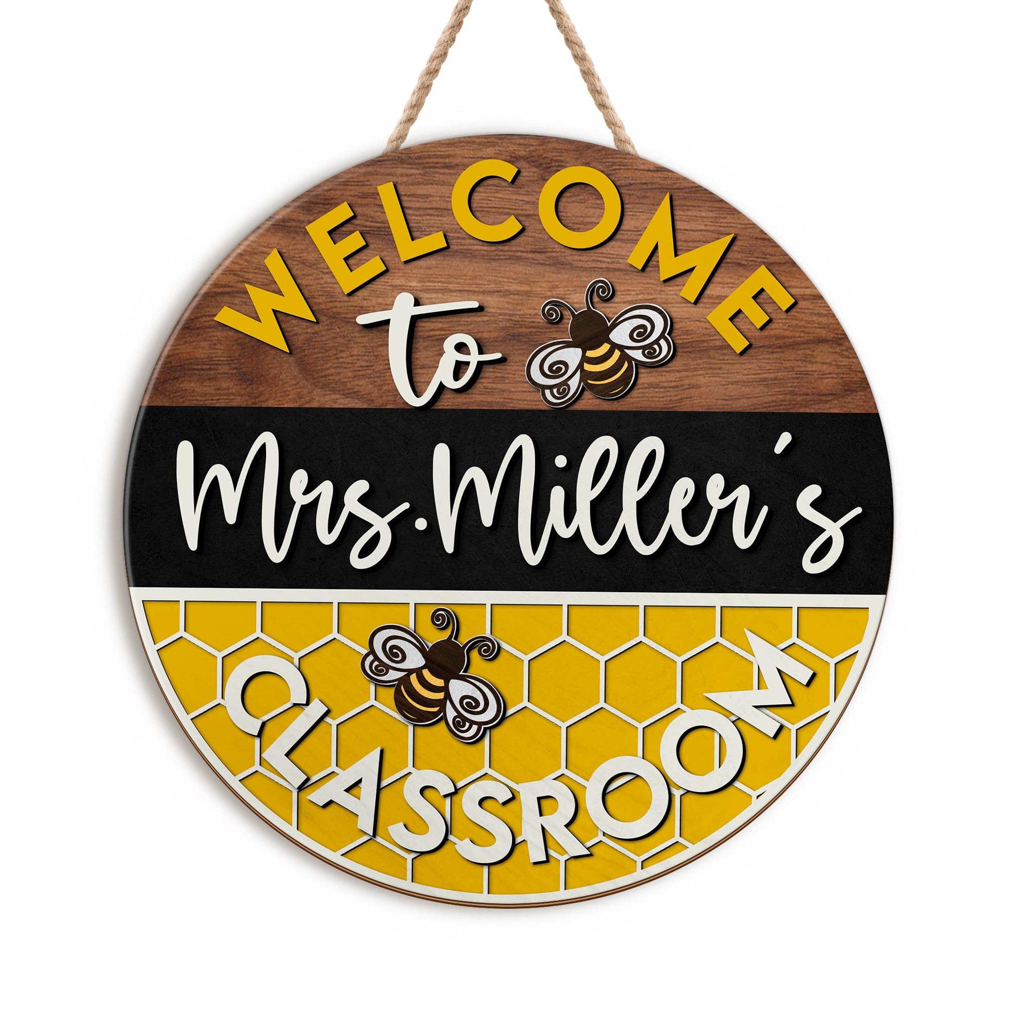 Personalized Bee Classroom Door Sign, Teacher Door Sign, Teacher Door Hanger, Back To School, Teacher Appreciation Gifts, Bee Hive Classroom Décor
