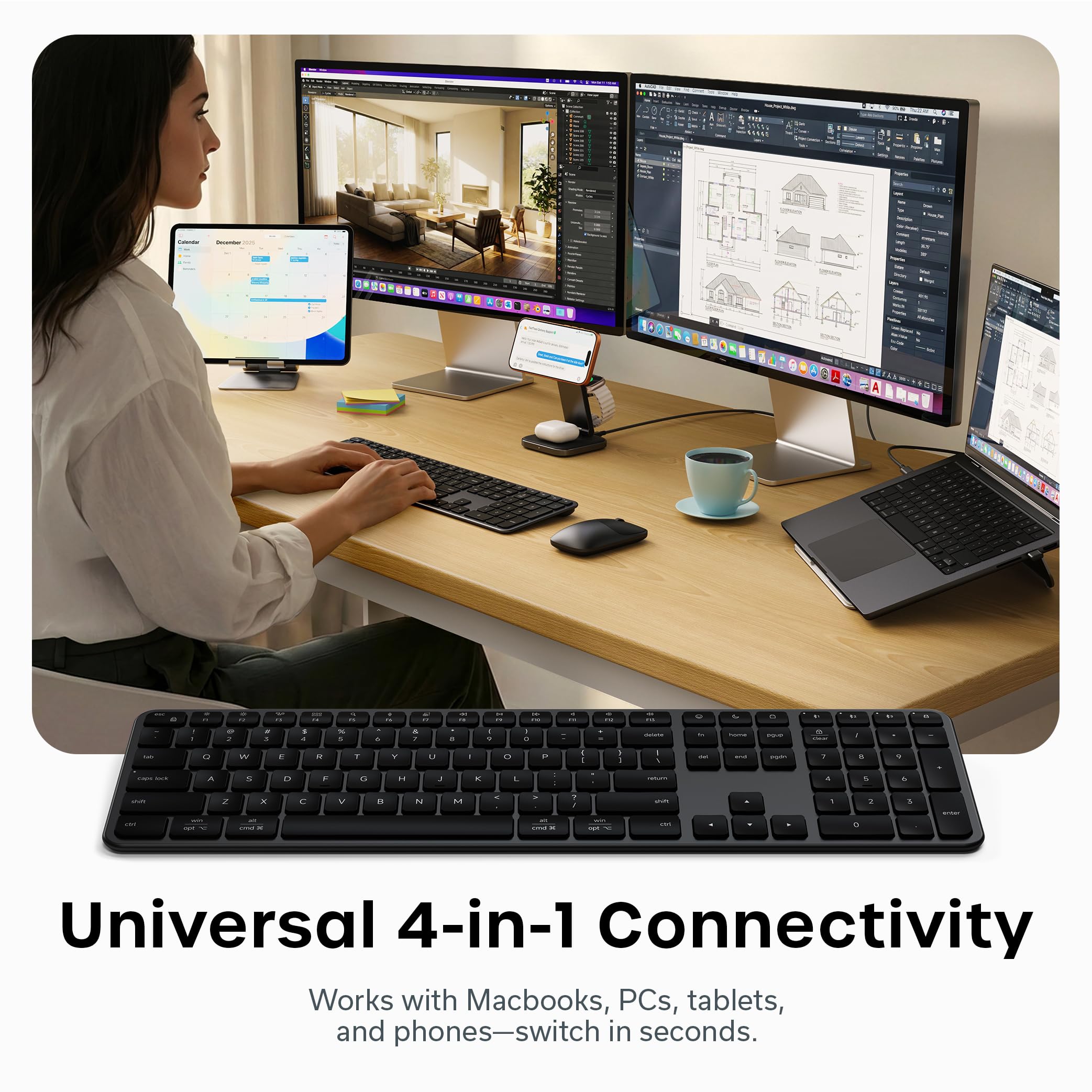 Amazon.com: Satechi Slim EX3 Full-Size Wireless Keyboard with