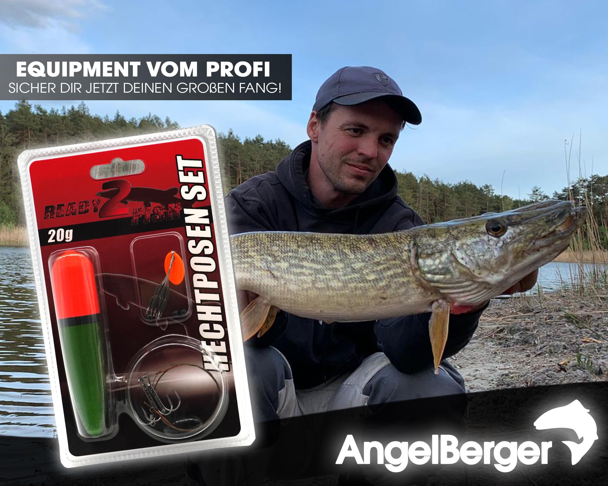 Angel-Berger Hecht Posen Set Köderfischmontage Ready2Fish Angelset Hecht