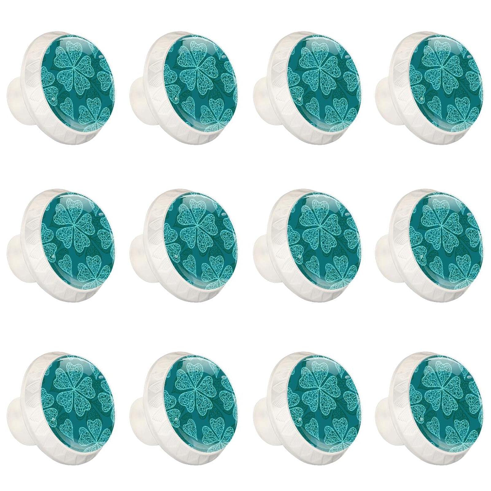 Boutons d'armoires de cuisine haut de gamme 12 poignées décoratives rondes au motif de trèfles