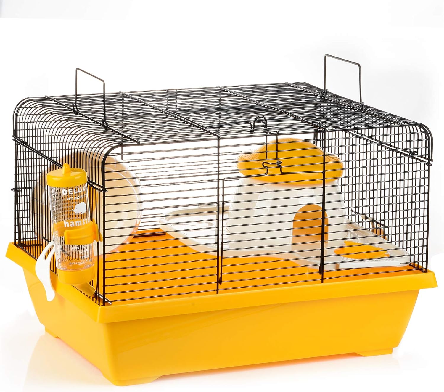 yellow hamster cage