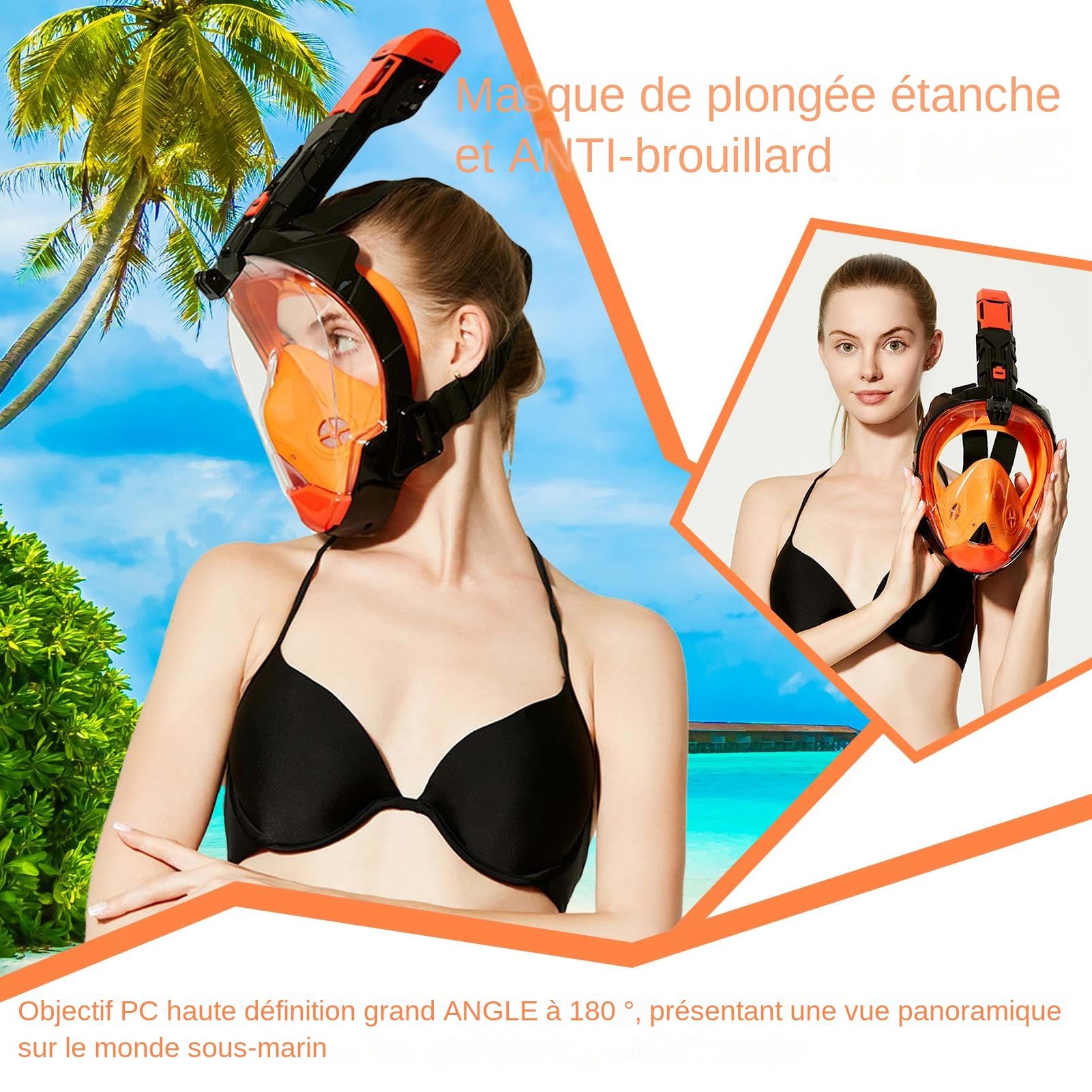 Máscara de Buceo Integral | Máscara de Snorkel con Vista Panorámica,Equipo de Respiración Automático de Drenaje para Buzos y Viajeros