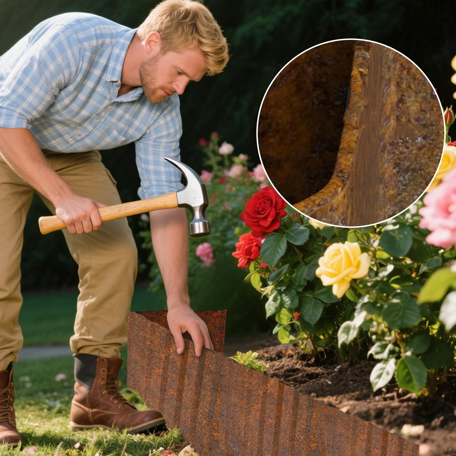 Bordatura Paesaggistica – Recinzione Del Bordo Del Prato, Barriera Metallica Flessibile | Installazione Di Sistema Di Borure Da Giardino In Metallo Flessibile Di Design Ondulato, Costruzione Aci
