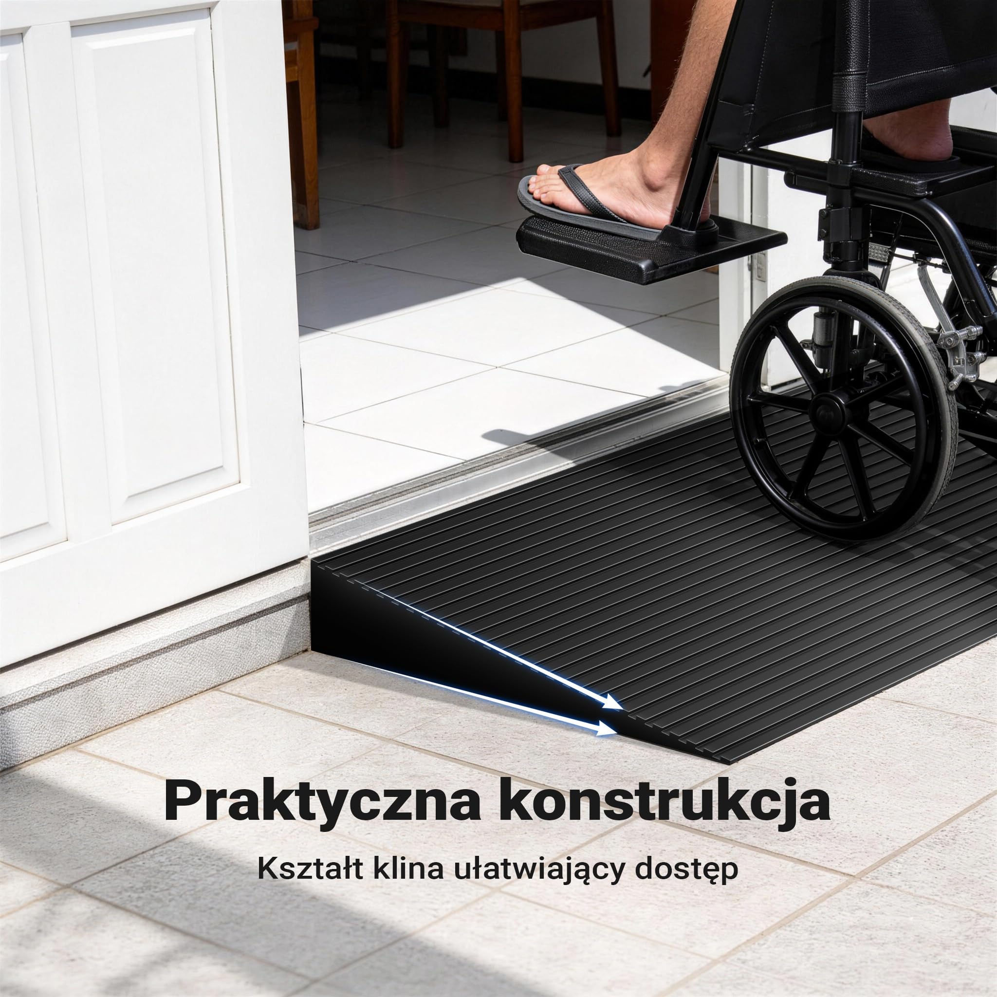 Wiltec Rampa progowa o wymiarach 35 x 200 x 900 mm, z solidnej gumy i antypoślizgową powierzchnią, dla wózków dziecięcych i inwalidzkich
