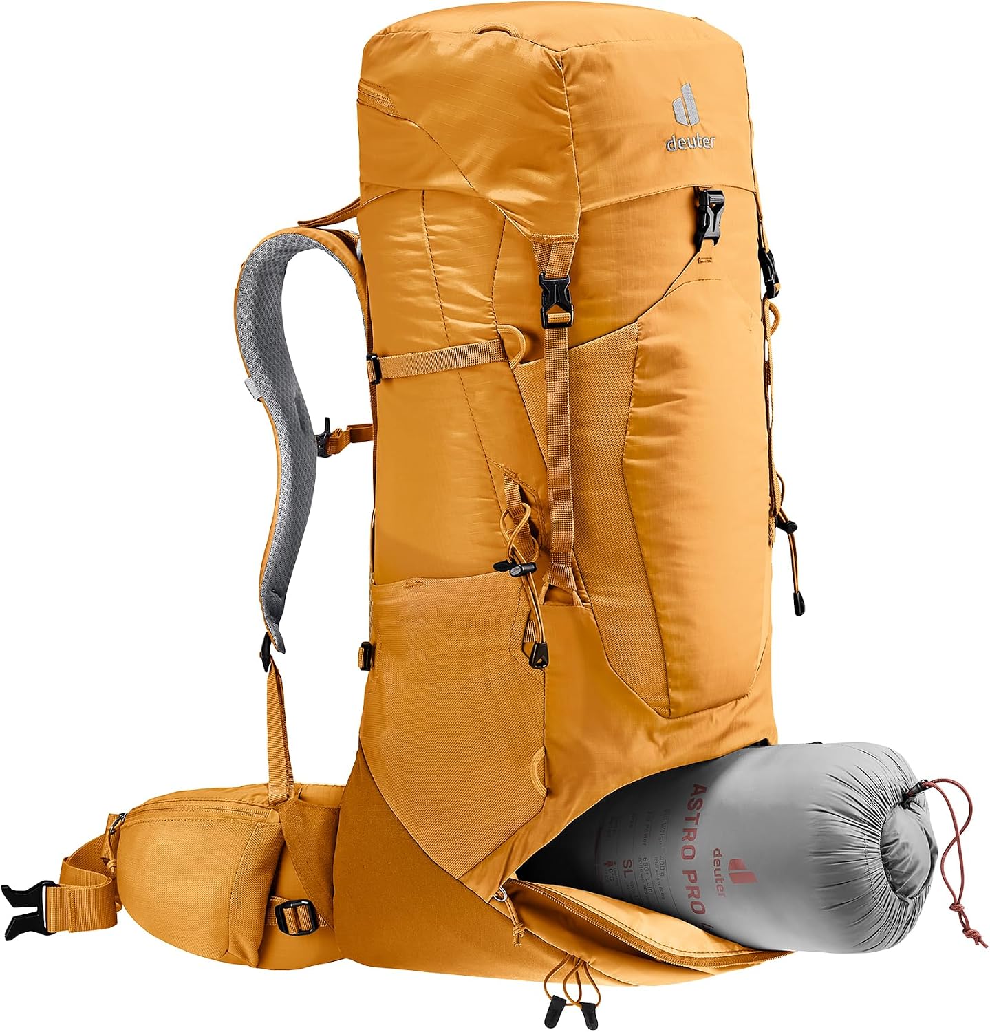 Deuter Unisex Aircontact Lite 40 + 10 L, Lightweight Backpacking & Hiking Backpack for Men & Women, 40 + 10 Liters - Amber-Maple
