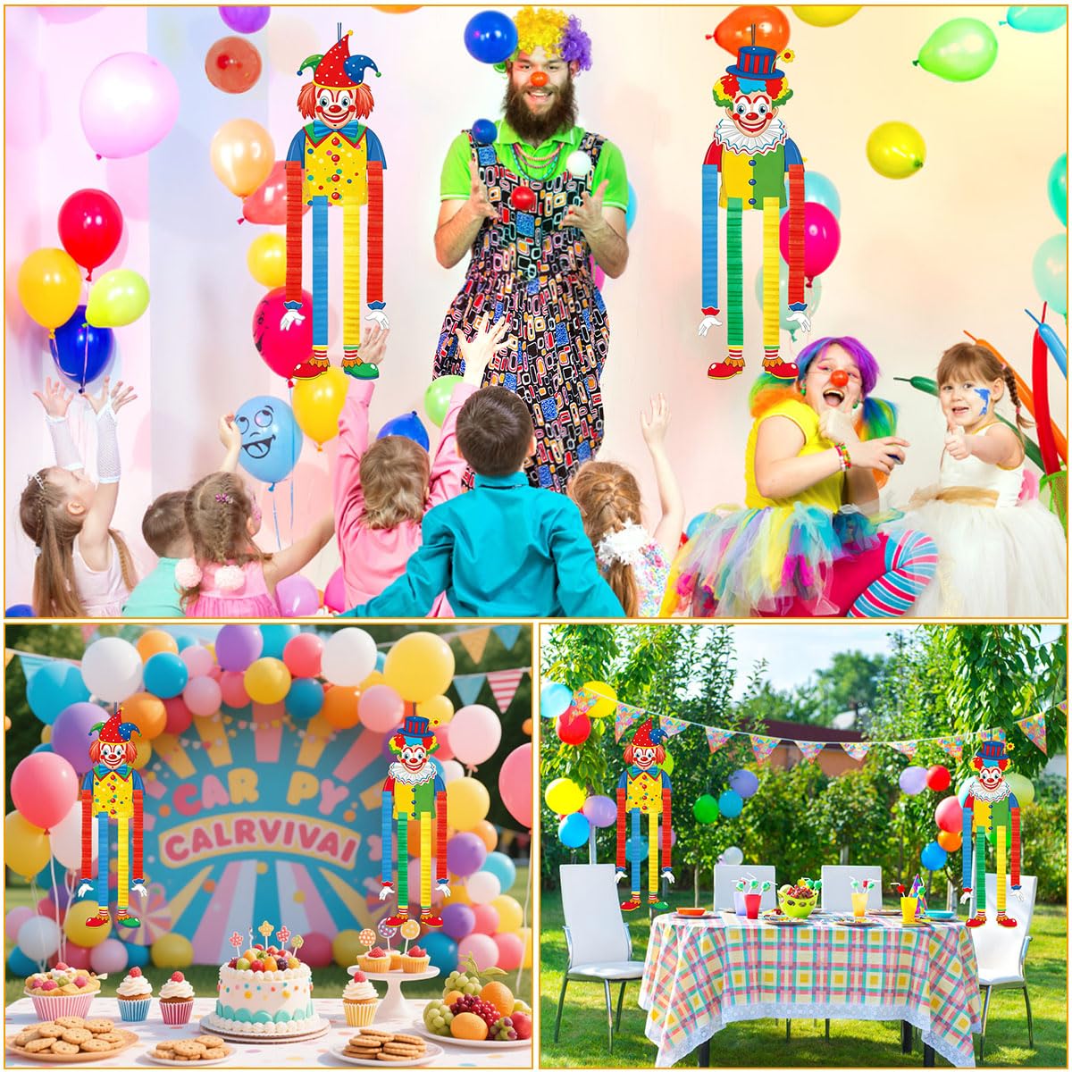 2 Pièces Décoration de Carnaval de Clown, Bannières de Clown, Décoration Murale à Suspendre pour Carnaval, Cirque Suspendue en Papier pour Carnaval et Soirées à Thème (B)