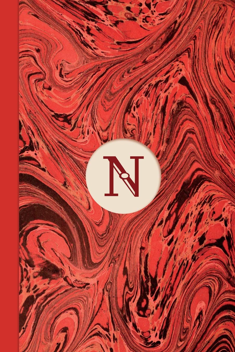 Monogram N Marble Notebook (Regency Red Edition): Blank Lined Marble Journal for Names Starting with Initial Letter N