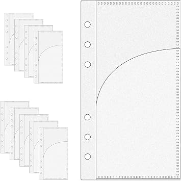 NatSumeBasics 10 A6 Binder Pockets Cash Envelopes Zipless Clear 2 Layer Pockets Insert for 6 Rings Budget Binder Organizer Accessories Frosted