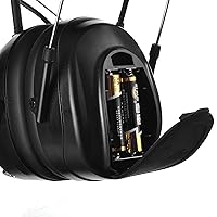 Vista 4 de Cascos protectores de oídos PROTEAR con radio AM/FM, auriculares con reducción de ruido de 25dB, orejeras de seguridad con pantalla digital