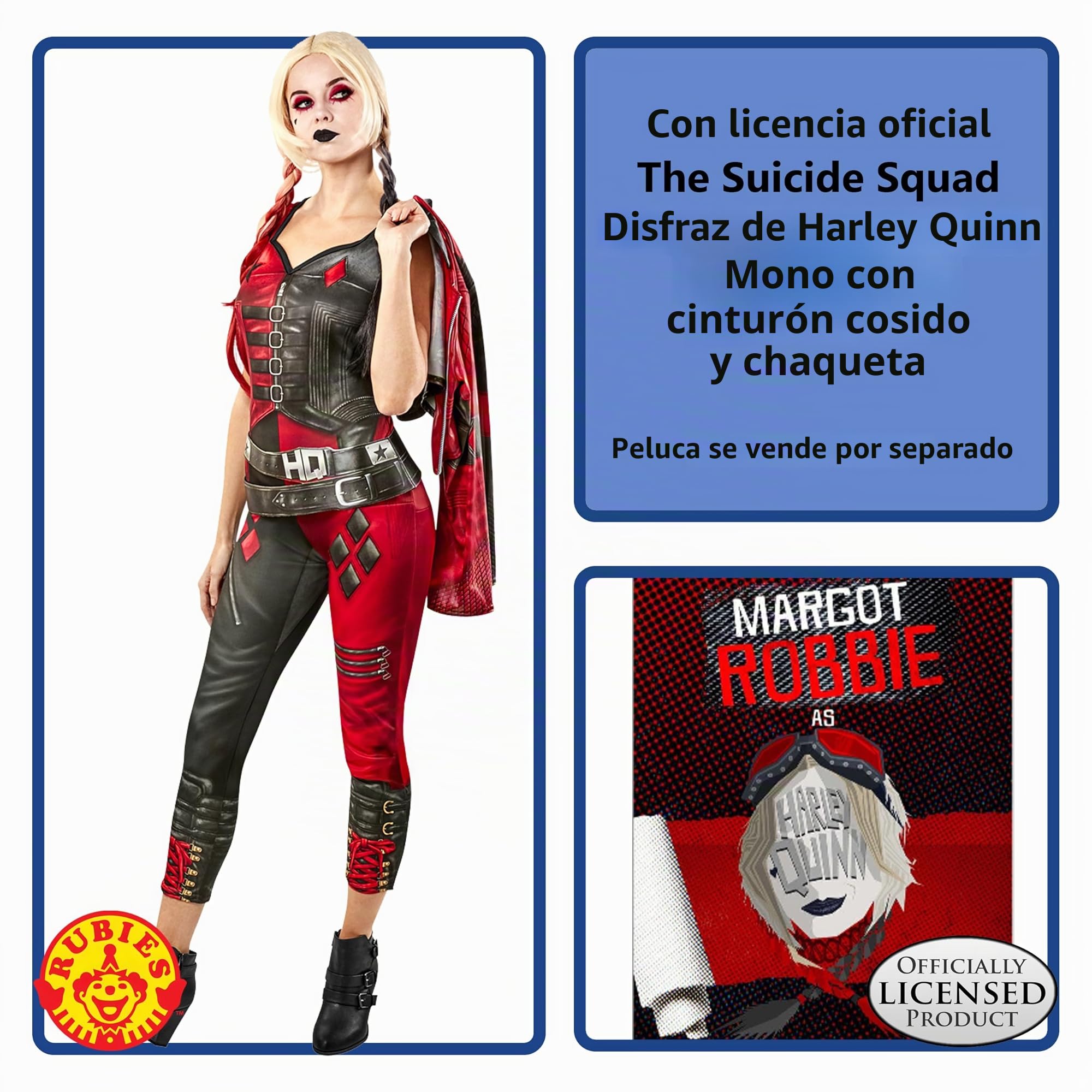 Rubies Disfraz Harley Quinn para Adulto, Jumpsuit Rojo con cinturón y Chaqueta, Oficial de Escuadrón Suicida 2, Suicide Squad, DC Comics para Carnaval, Fiestas, Cosplay