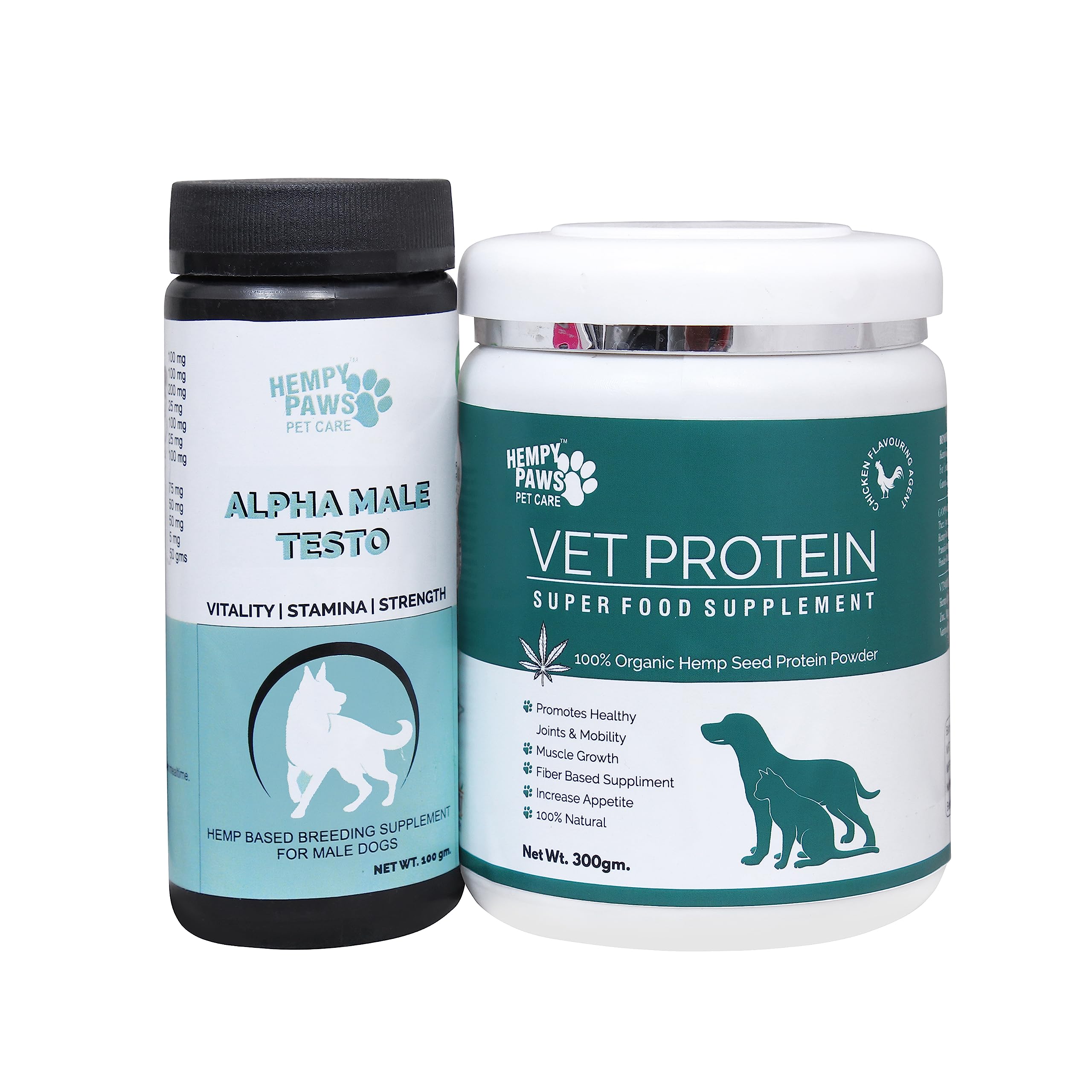 HempyPaws Alpha Male Dog Supplement Immunity Booster(100g) and Vet Protein Supper Food Supplement for Dog and Cat (300g) Pack of 2 (B0C9Q4VHWY) Amazon Price History, Amazon Price Tracker