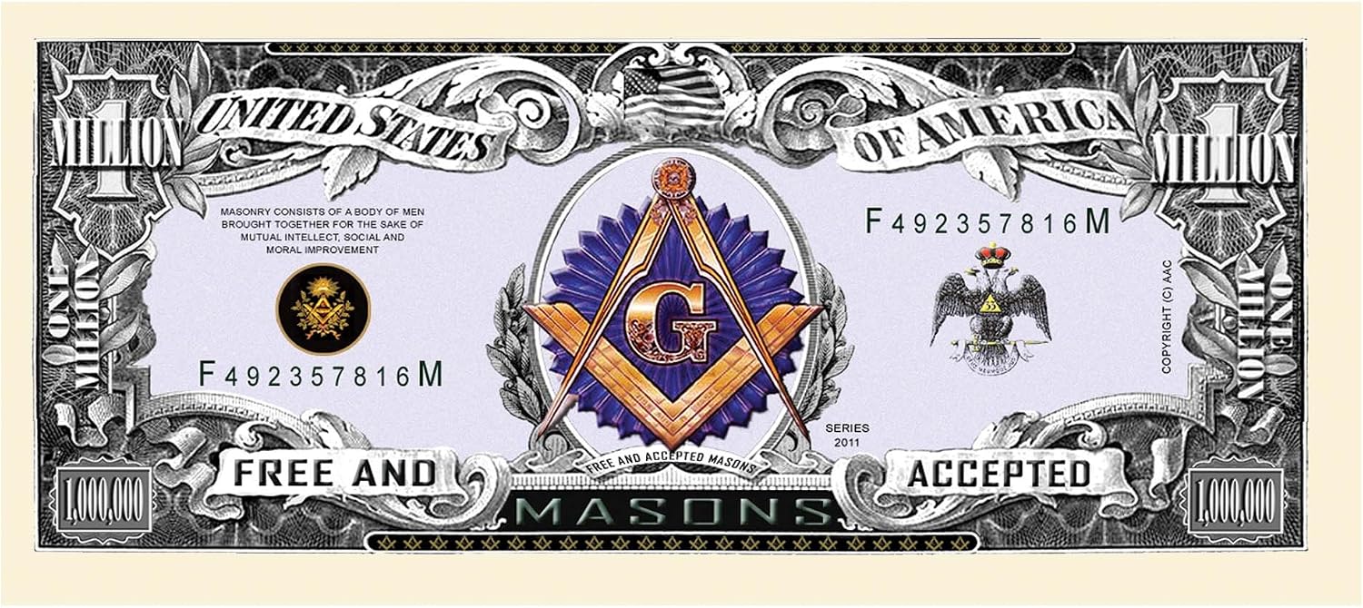 American Art Classics Freemason Masonic Million Prop Bill – Pack of 100 Replica Props for Collectible Gifts, Novelty Displays, Photo Props & Stage Use
