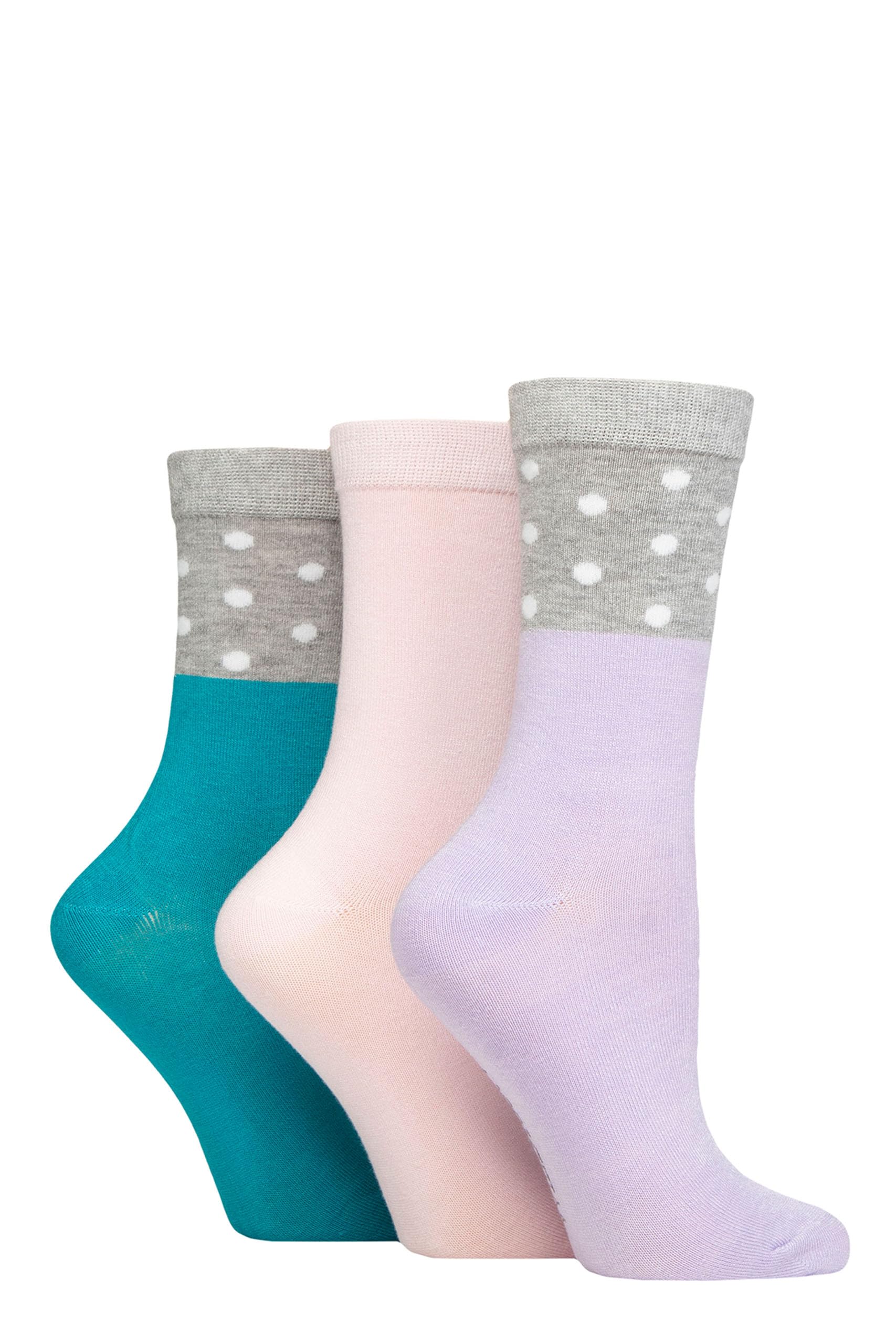 SockShop Wildfeet Ladies Bamboo Socks -Patterned Fun and Colourful Soft Breathable Socks Multipack of 3 Pairs (UK, Numeric, 4, 8, Regular, Regular, Spots Purple/Pink/Teal)