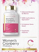 Vista 4 de Carlyle Probióticos Cranberry Plus para mujer 120 cápsulas con 14 cepas probióticas Vegetariano, sin OMG, suplemento sin gluten para ella