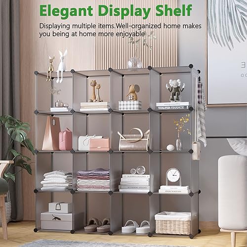 Miniatura 4 de CAHOME Organizador de almacenamiento de cubos unidades de estantes de 16 cubos armario de armario estante modular de plástico de bricolaje ideal